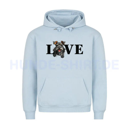 Premium Hoodie "Schnauzer - LOVE" Babyblau – hunde-shirt.de