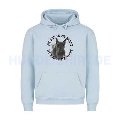 Premium Hoodie "Schnauzer schwarz HEART" Babyblau – hunde-shirt.de