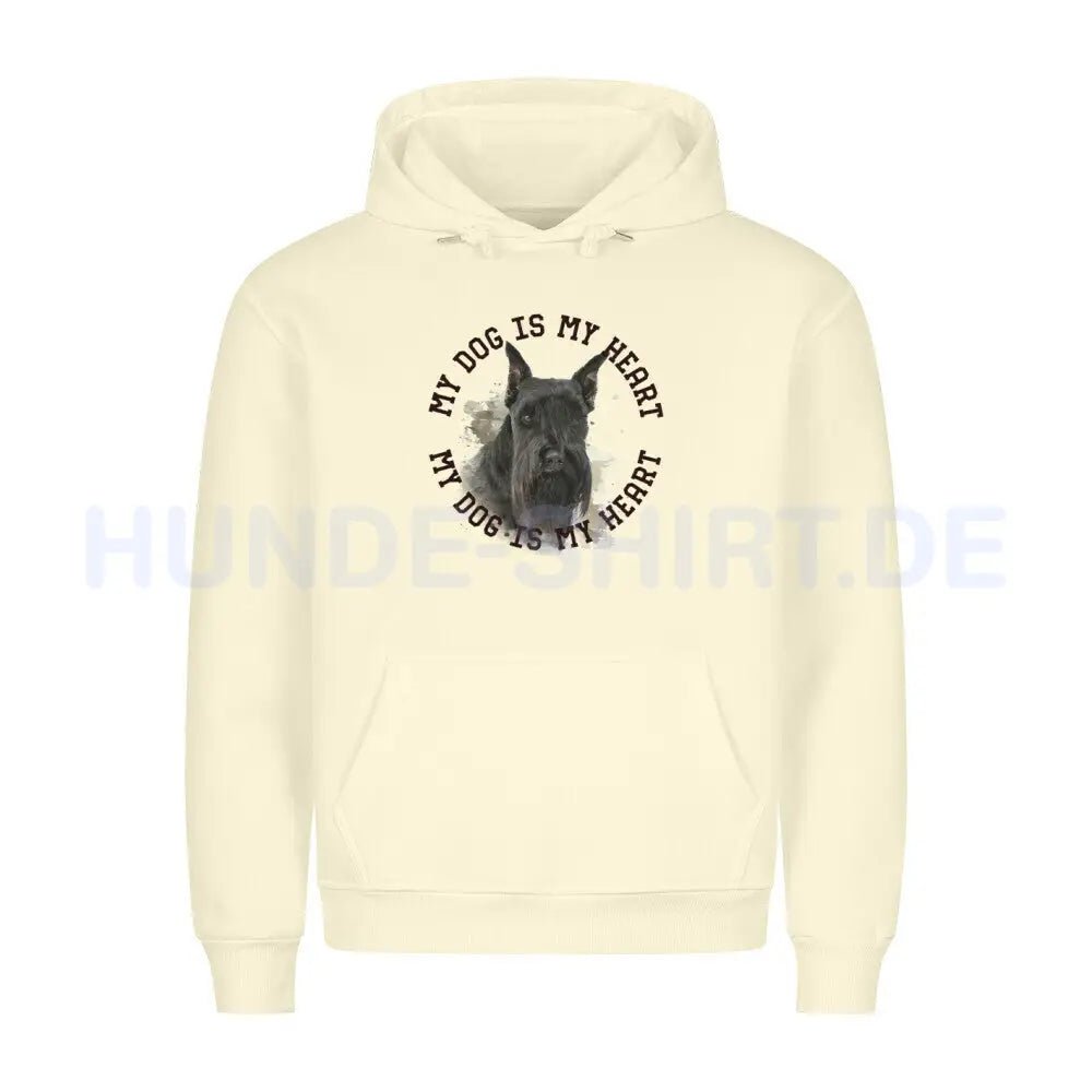 Premium Hoodie "Schnauzer schwarz HEART" Beige – hunde-shirt.de