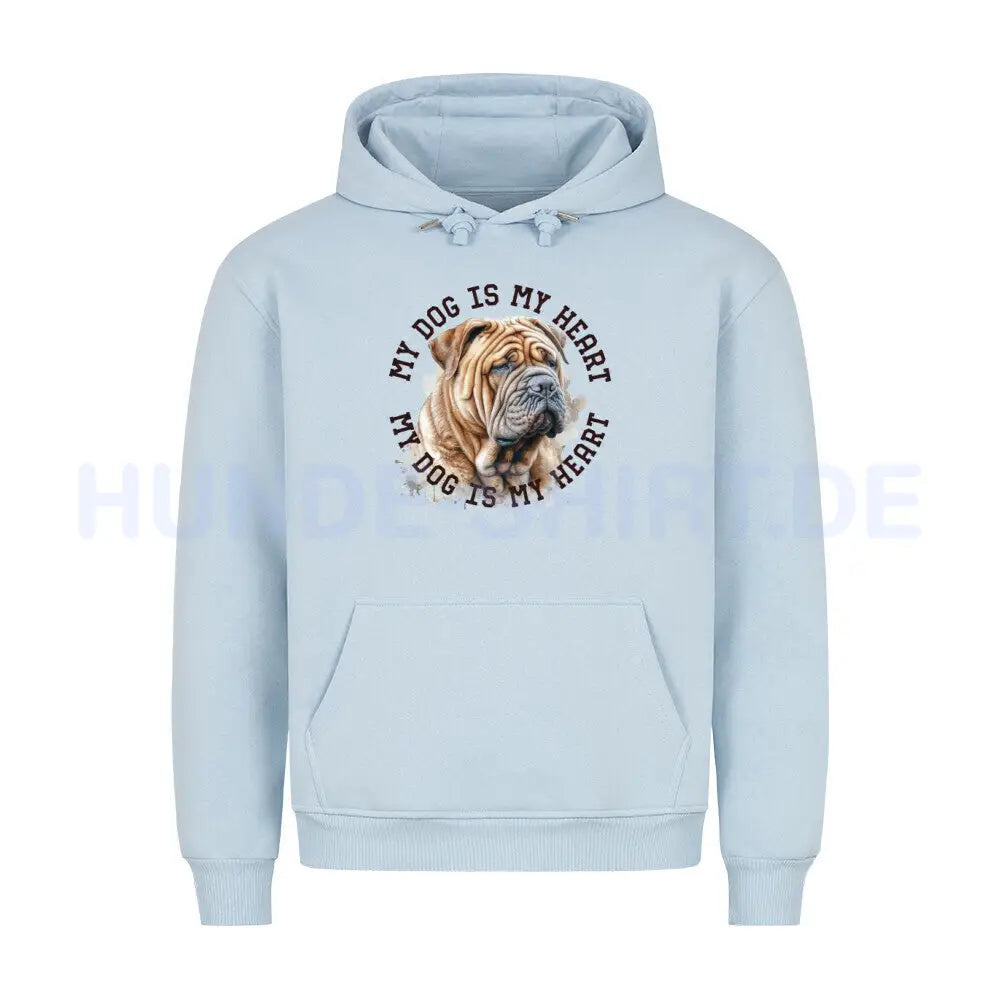 Premium Hoodie "Shar Pei HEART 2" Babyblau – hunde-shirt.de