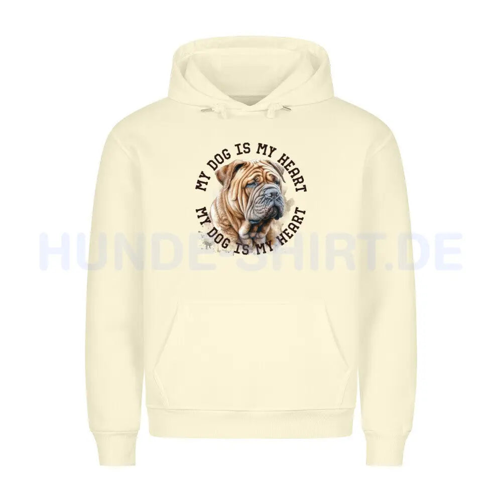 Premium Hoodie "Shar Pei HEART 2" Beige – hunde-shirt.de