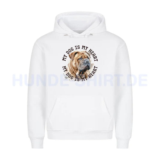 Premium Hoodie "Shar Pei HEART 2" Weiß – hunde-shirt.de