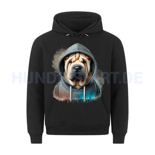 Premium Hoodie "Shar Pei Hooded" Schwarz – hunde-shirt.de