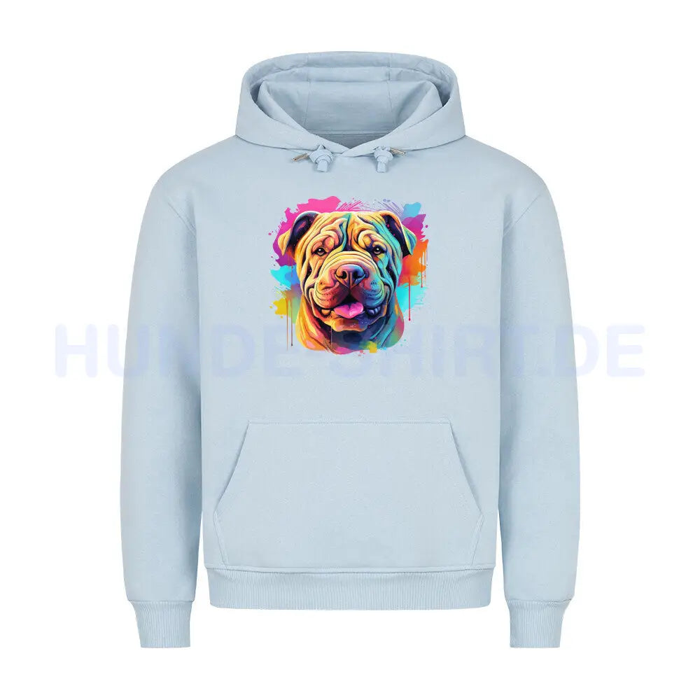 Premium Hoodie "Shar Pei - Paint" Babyblau – hunde-shirt.de