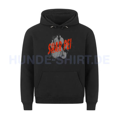 Premium Hoodie "Shar Pei - PAW" Schwarz – hunde-shirt.de