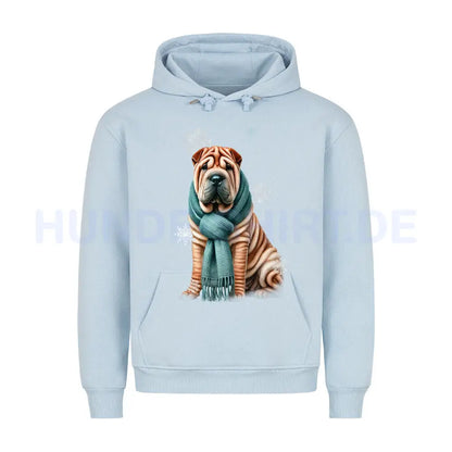 Premium Hoodie "Shar Pei Winter" Babyblau – hunde-shirt.de