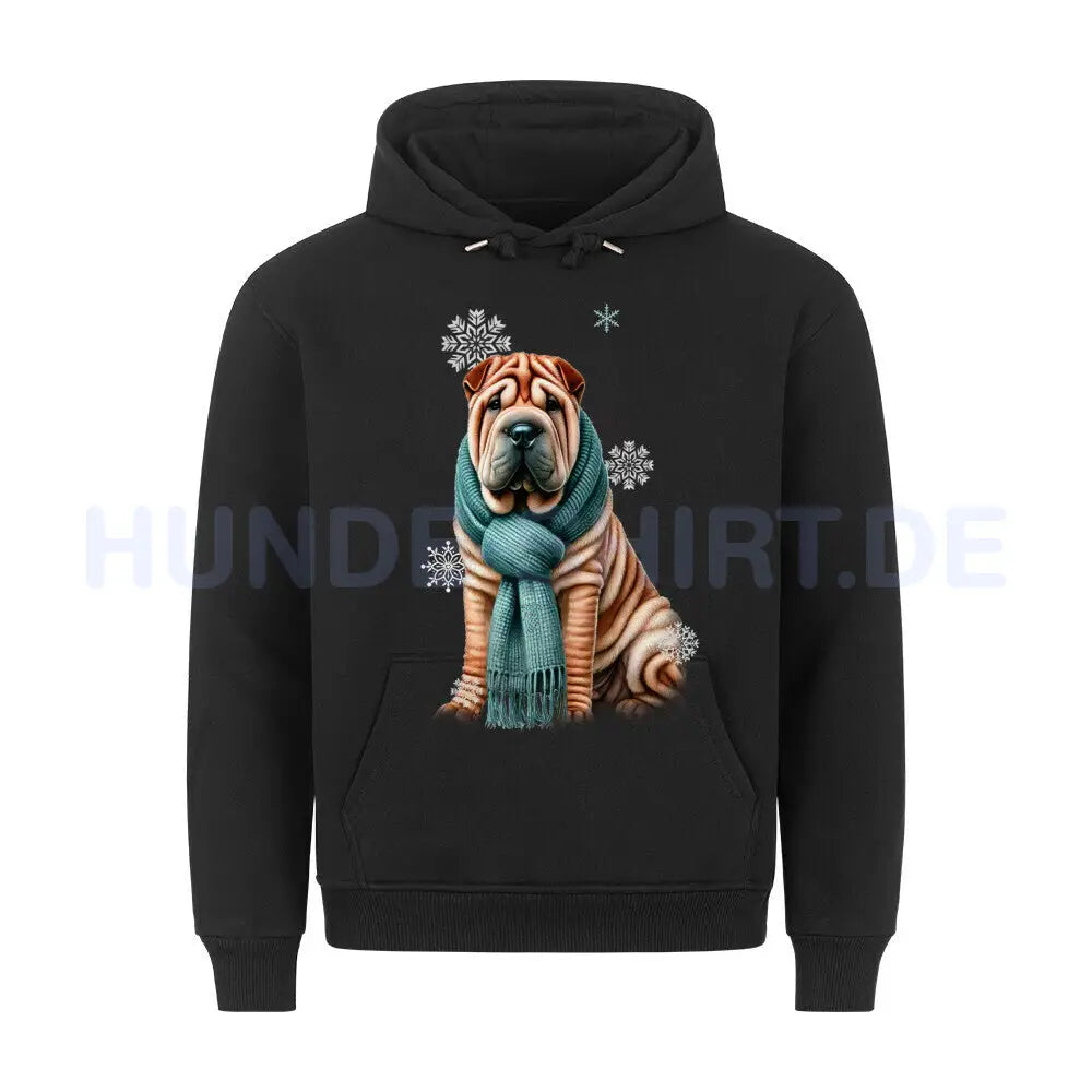 Premium Hoodie "Shar Pei Winter" Schwarz – hunde-shirt.de