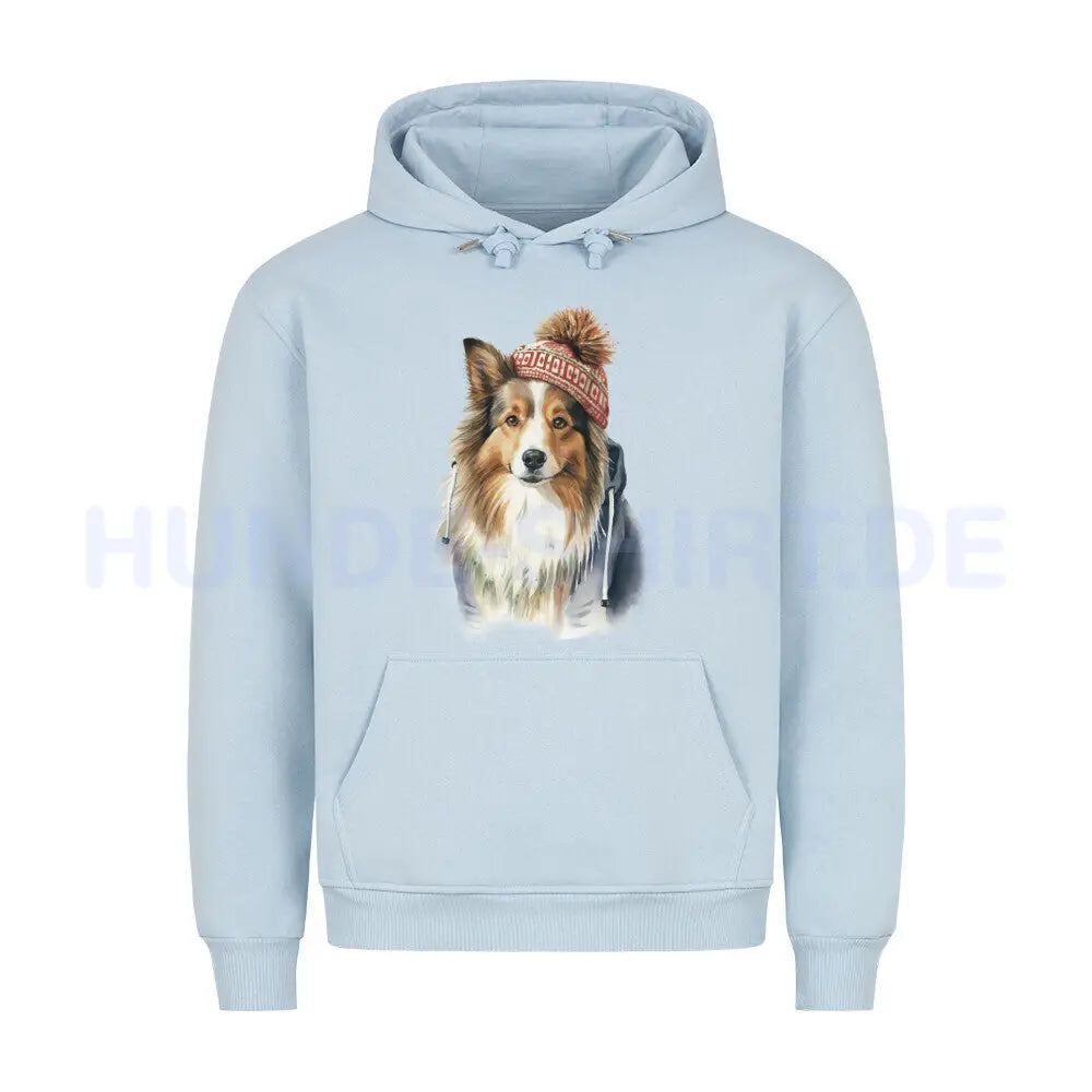 Premium Hoodie "Sheltie - Frost" Babyblau – hunde-shirt.de