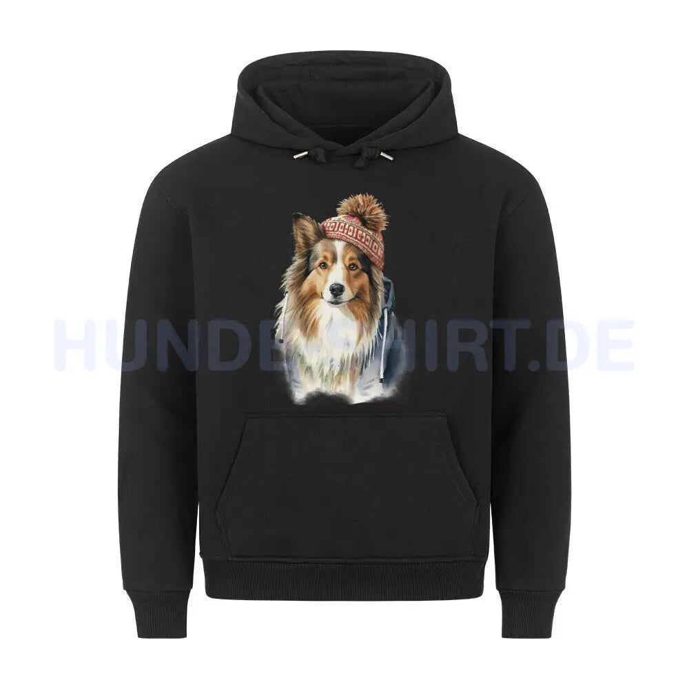 Premium Hoodie "Sheltie - Frost" Schwarz – hunde-shirt.de