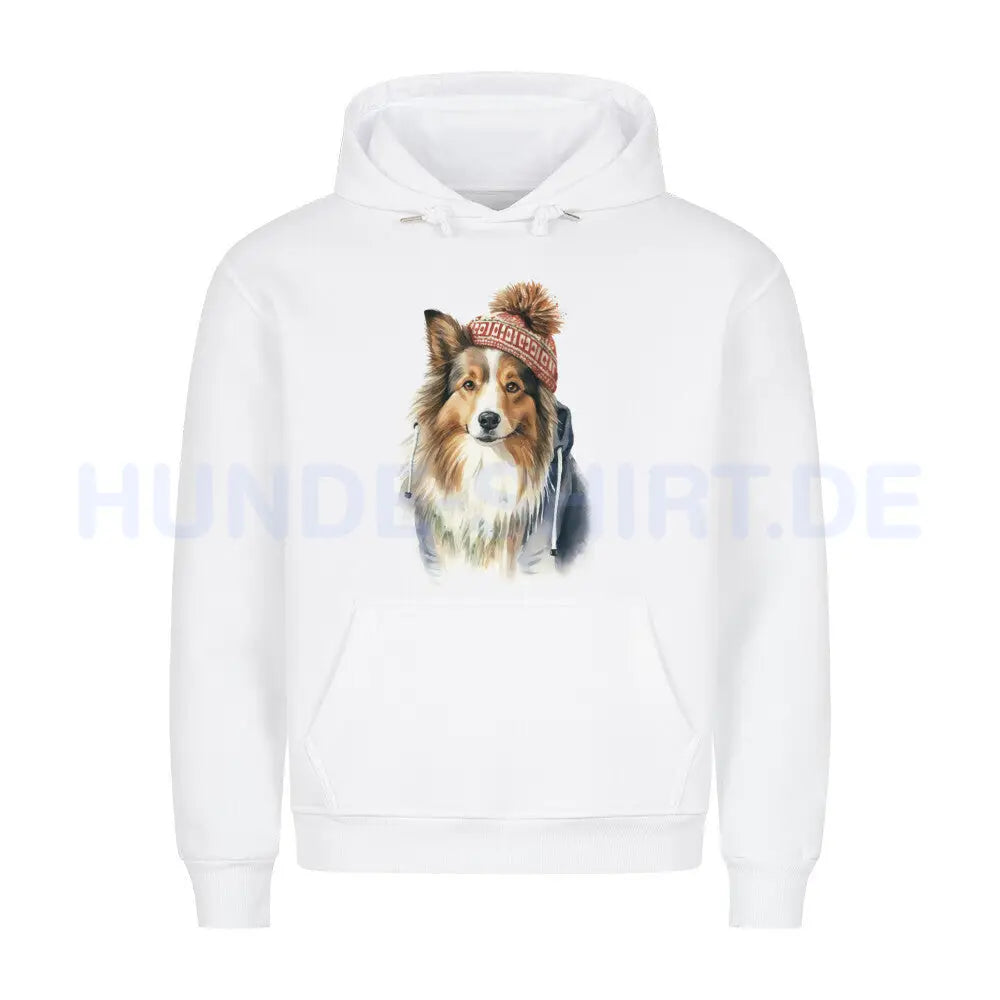 Premium Hoodie "Sheltie - Frost" Weiß – hunde-shirt.de