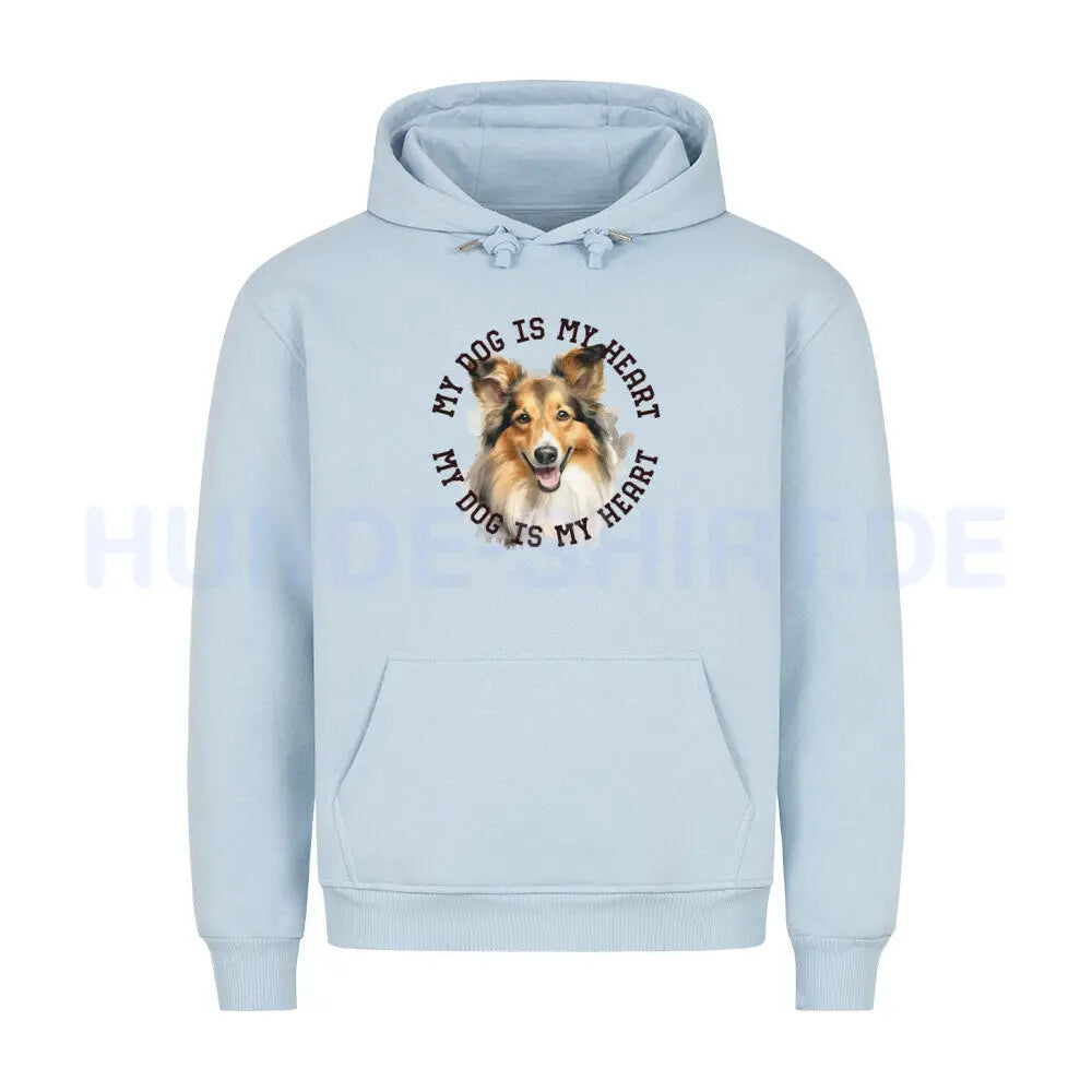 Premium Hoodie "Sheltie HEART" Babyblau – hunde-shirt.de