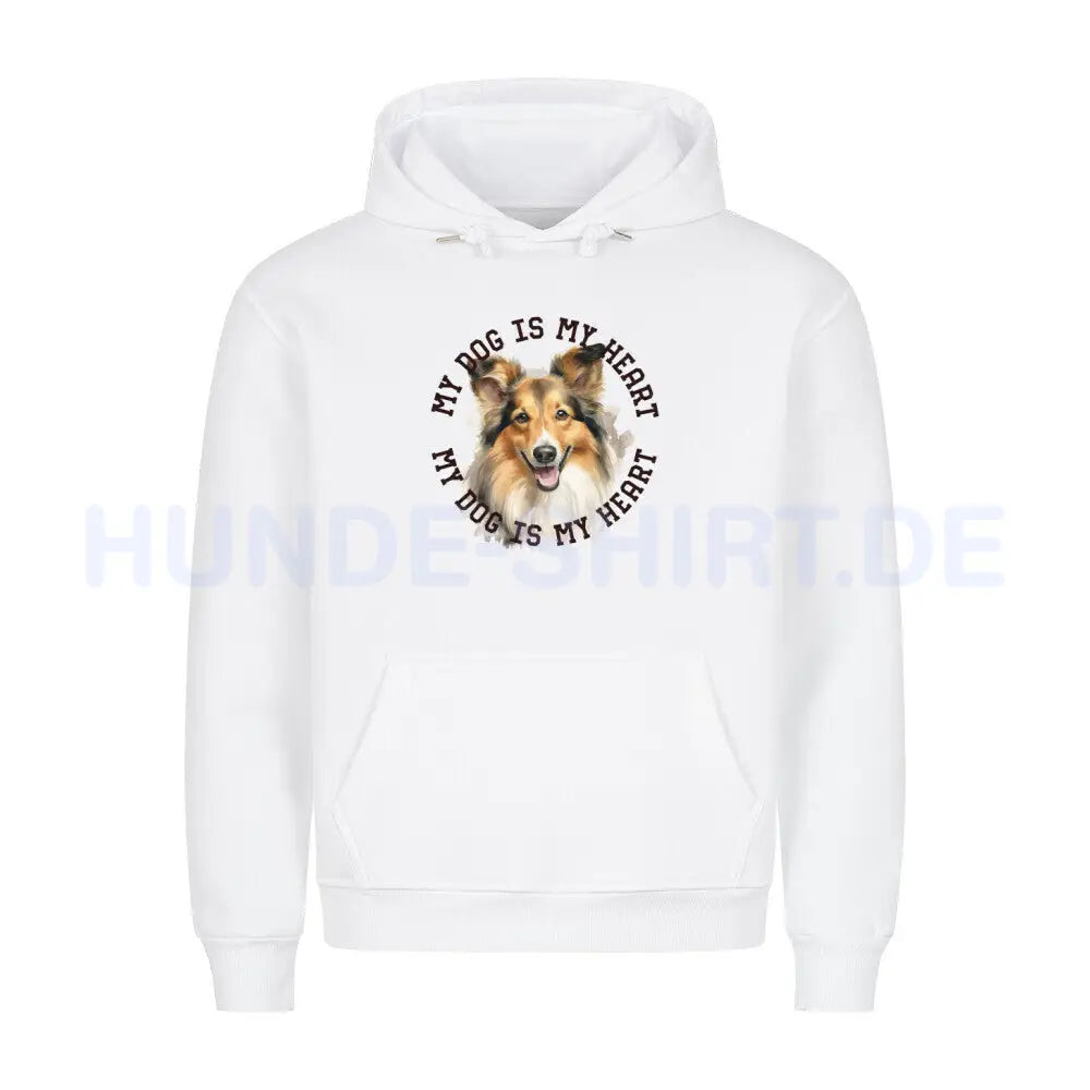 Premium Hoodie "Sheltie HEART" Weiß – hunde-shirt.de