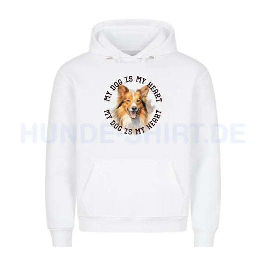 Premium Hoodie "Shetland Sheepdog HEART" Weiß – hunde-shirt.de