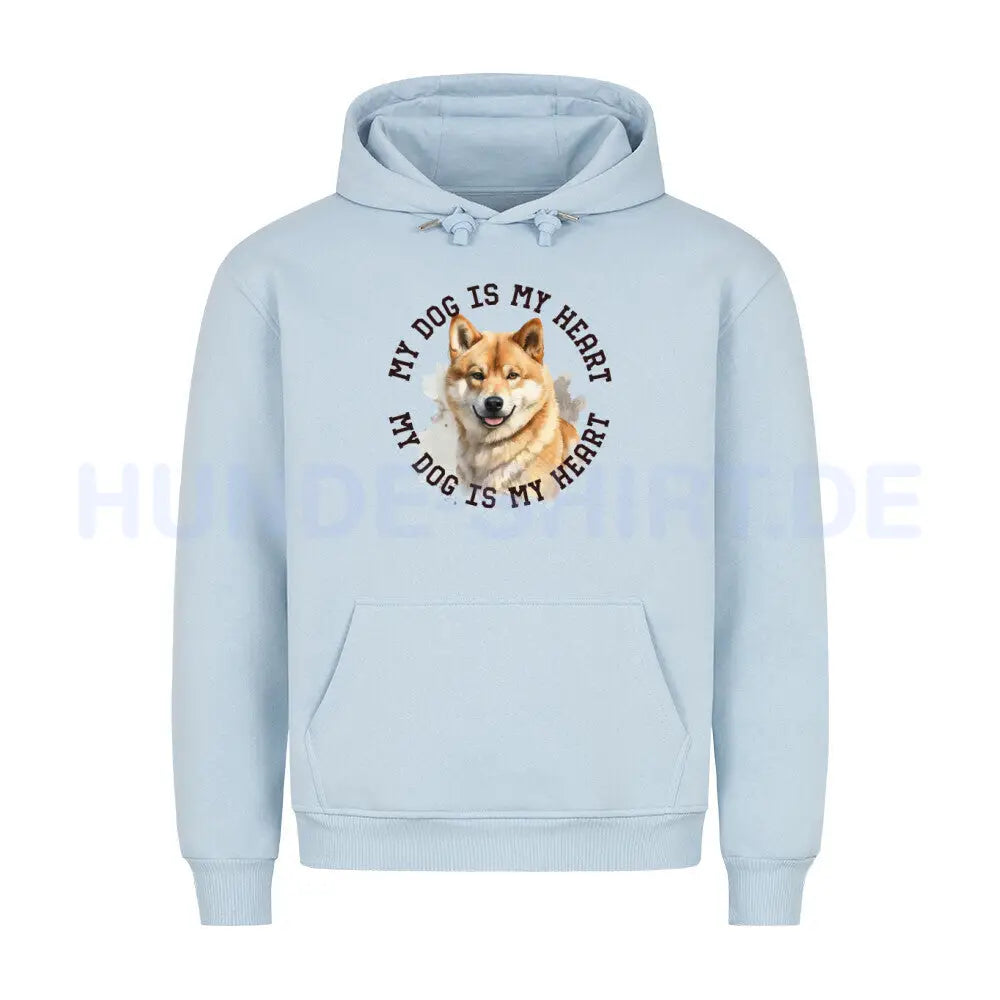 Premium Hoodie "Shiba Inu HEART" Babyblau – hunde-shirt.de