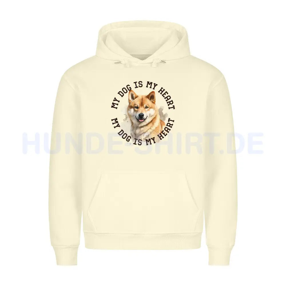 Premium Hoodie "Shiba Inu HEART" Beige – hunde-shirt.de