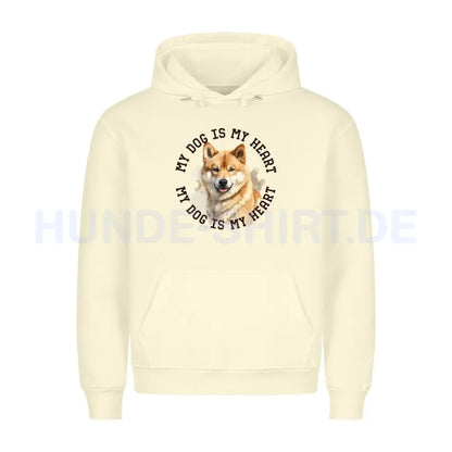 Premium Hoodie "Shiba Inu HEART" Beige – hunde-shirt.de