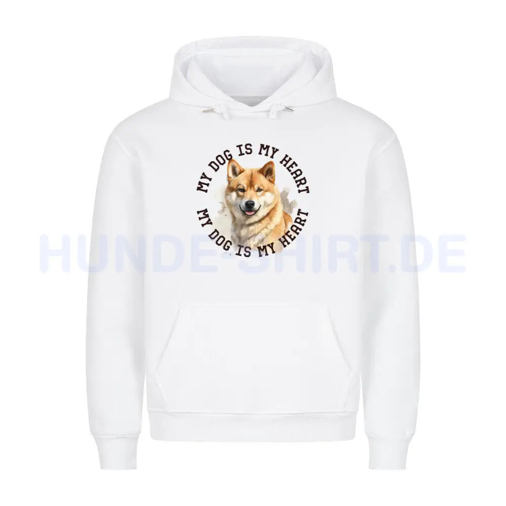 Premium Hoodie "Shiba Inu HEART" Weiß – hunde-shirt.de