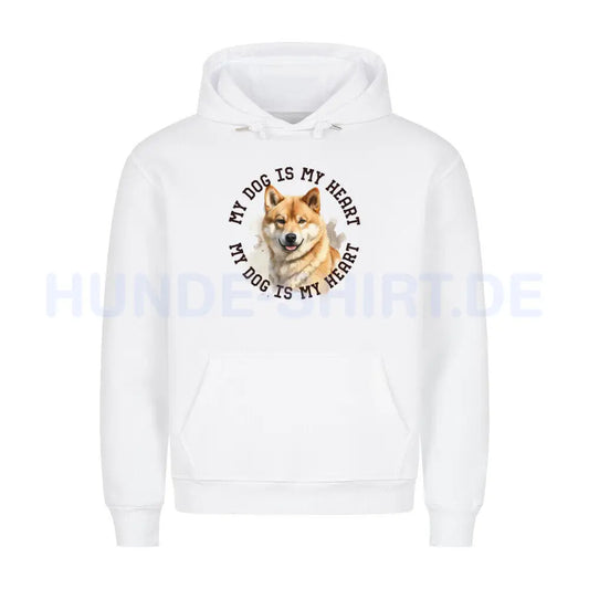 Premium Hoodie "Shiba Inu HEART" Weiß – hunde-shirt.de