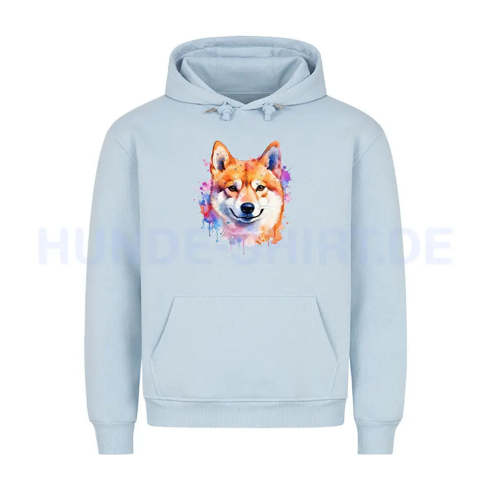 Premium Hoodie "Shiba Inu - Paint"" Babyblau – hunde-shirt.de