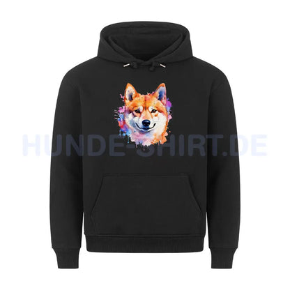 Premium Hoodie "Shiba Inu - Paint"" Schwarz – hunde-shirt.de