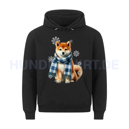 Premium Hoodie "Shiba Inu Winter" Schwarz – hunde-shirt.de