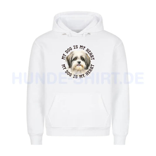 Premium Hoodie "Shih Tzu grau weiß" Weiß – hunde-shirt.de