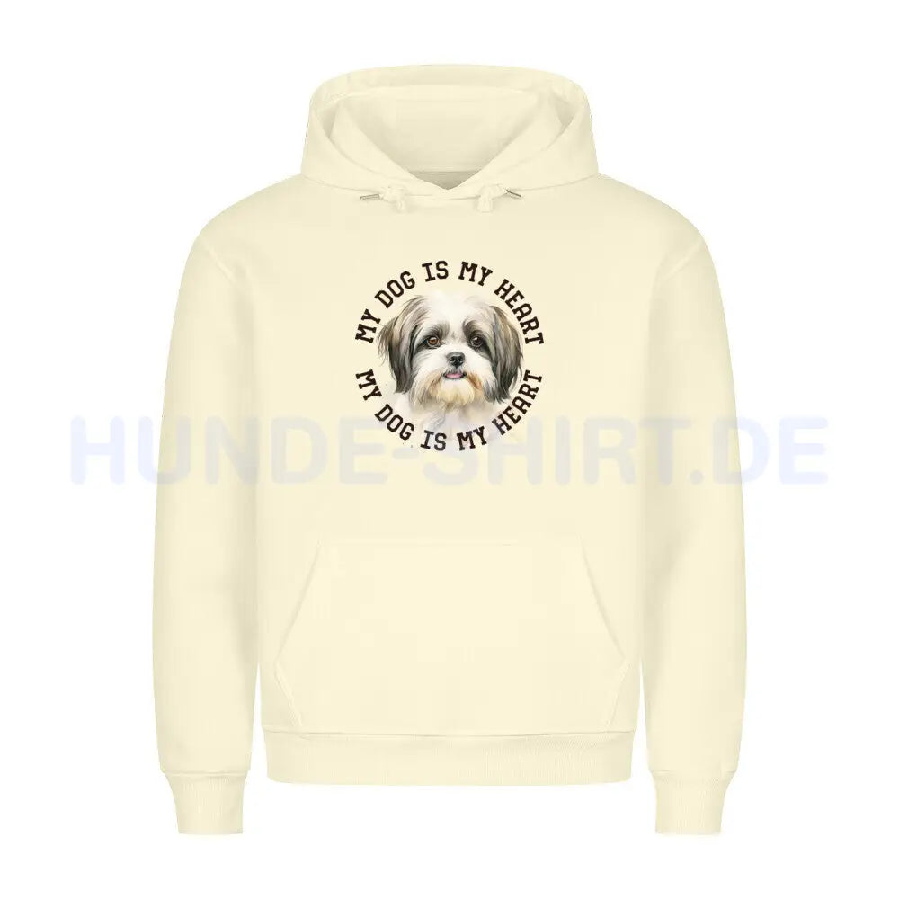 Premium Hoodie "Shih Tzu grau weiß" Beige – hunde-shirt.de