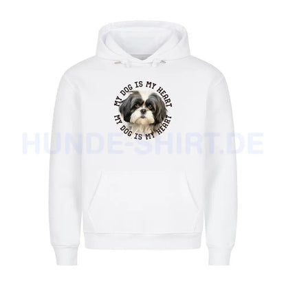 Premium Hoodie "Shih Tzu schwarz weiß" Weiß – hunde-shirt.de