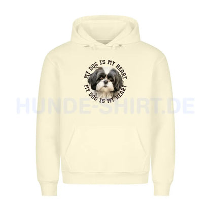 Premium Hoodie "Shih Tzu schwarz weiß" Beige – hunde-shirt.de