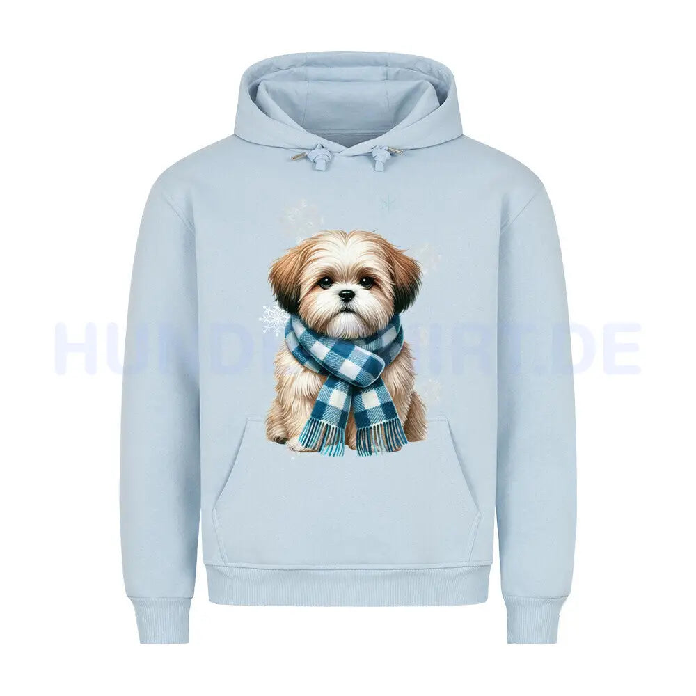 Premium Hoodie "Shih Tzu Winter" Babyblau – hunde-shirt.de