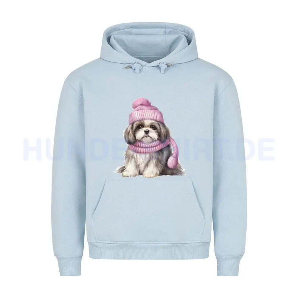 Premium Hoodie "Shih Tzu - Winter"" Babyblau – hunde-shirt.de