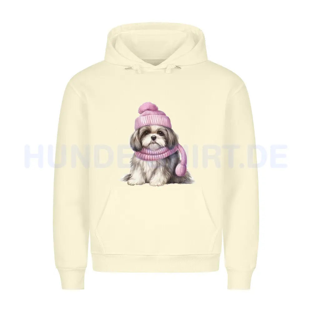 Premium Hoodie "Shih Tzu - Winter"" Beige – hunde-shirt.de