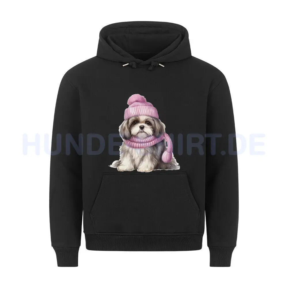 Premium Hoodie "Shih Tzu - Winter"" Schwarz – hunde-shirt.de