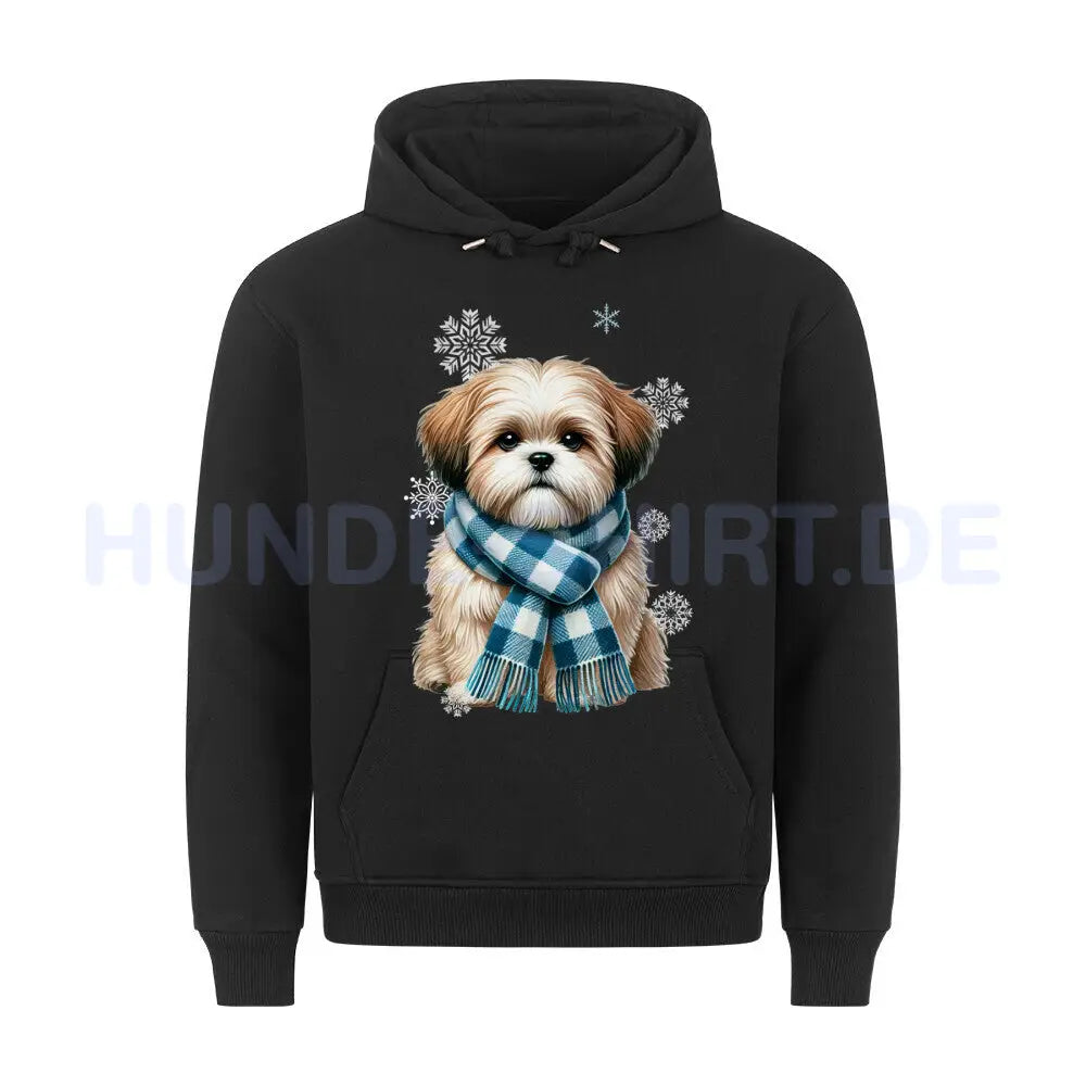 Premium Hoodie "Shih Tzu Winter" Schwarz – hunde-shirt.de