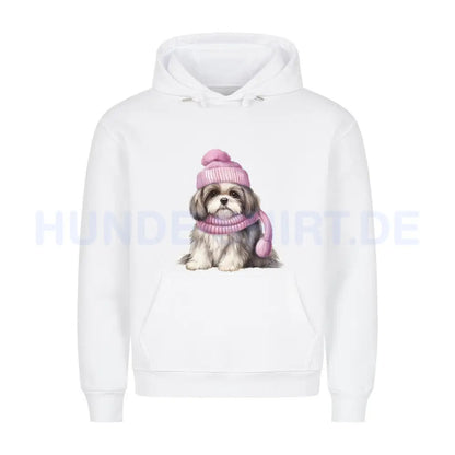 Premium Hoodie "Shih Tzu - Winter"" Weiß – hunde-shirt.de