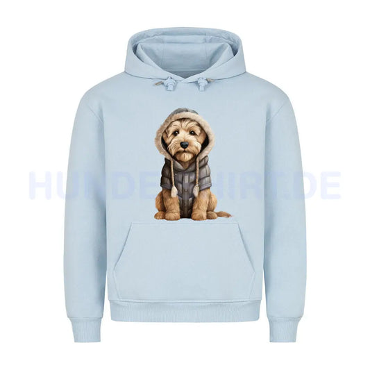 Premium Hoodie "Soft Coated Wheaten - Winter" Babyblau – hunde-shirt.de