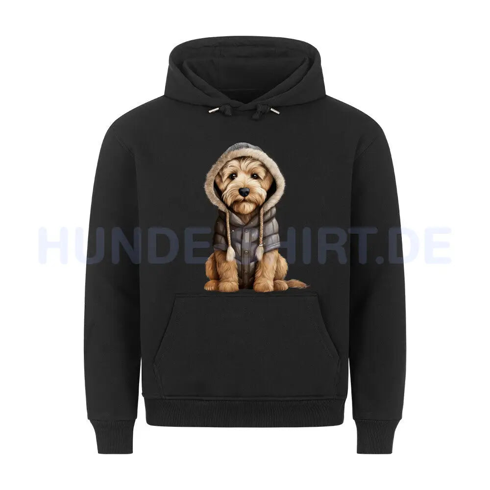 Premium Hoodie "Soft Coated Wheaten - Winter" Schwarz – hunde-shirt.de