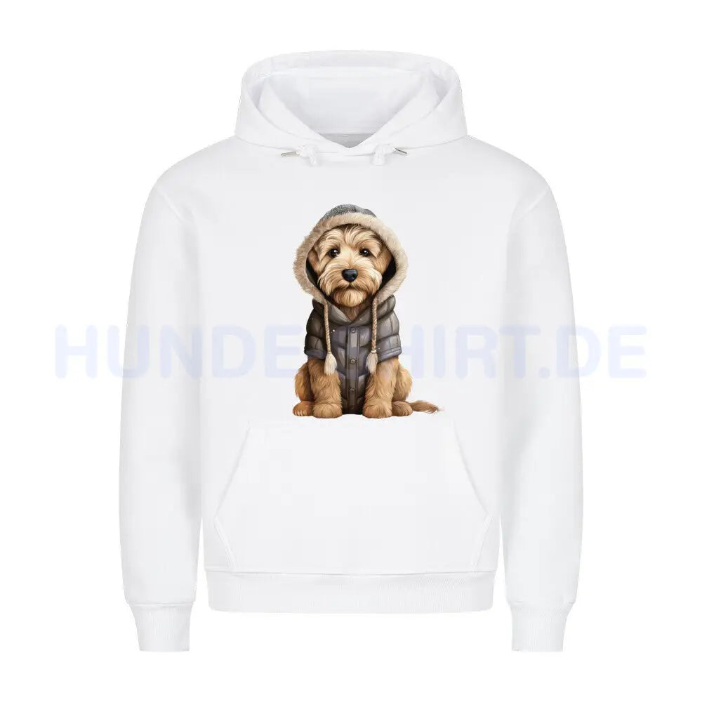 Premium Hoodie "Soft Coated Wheaten - Winter" Weiß – hunde-shirt.de