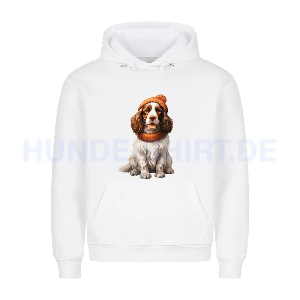 Premium Hoodie "Springer Spaniel - Cold" Weiß – hunde-shirt.de