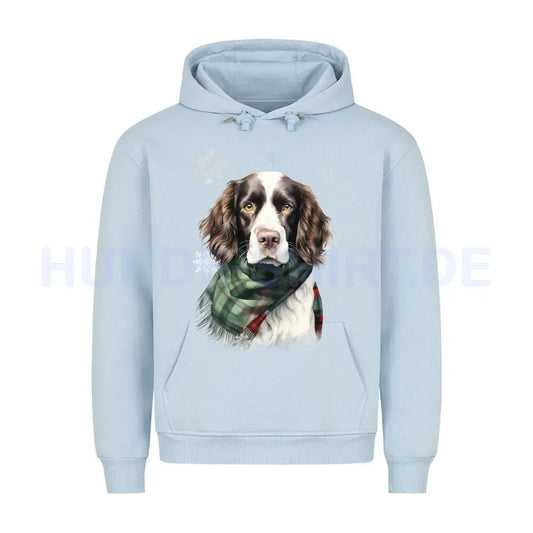 Premium Hoodie "Springer Spaniel Winter" Babyblau – hunde-shirt.de