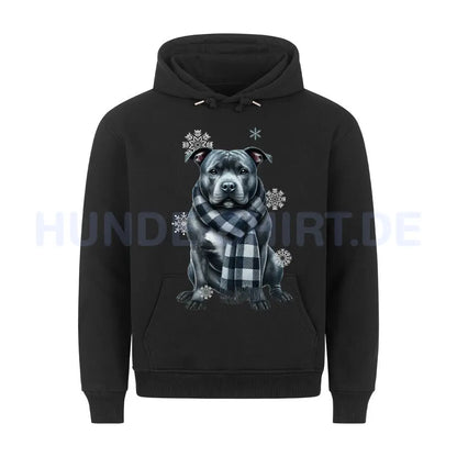 Premium Hoodie "Staffordshire Bull Terrier Winter" Schwarz – hunde-shirt.de