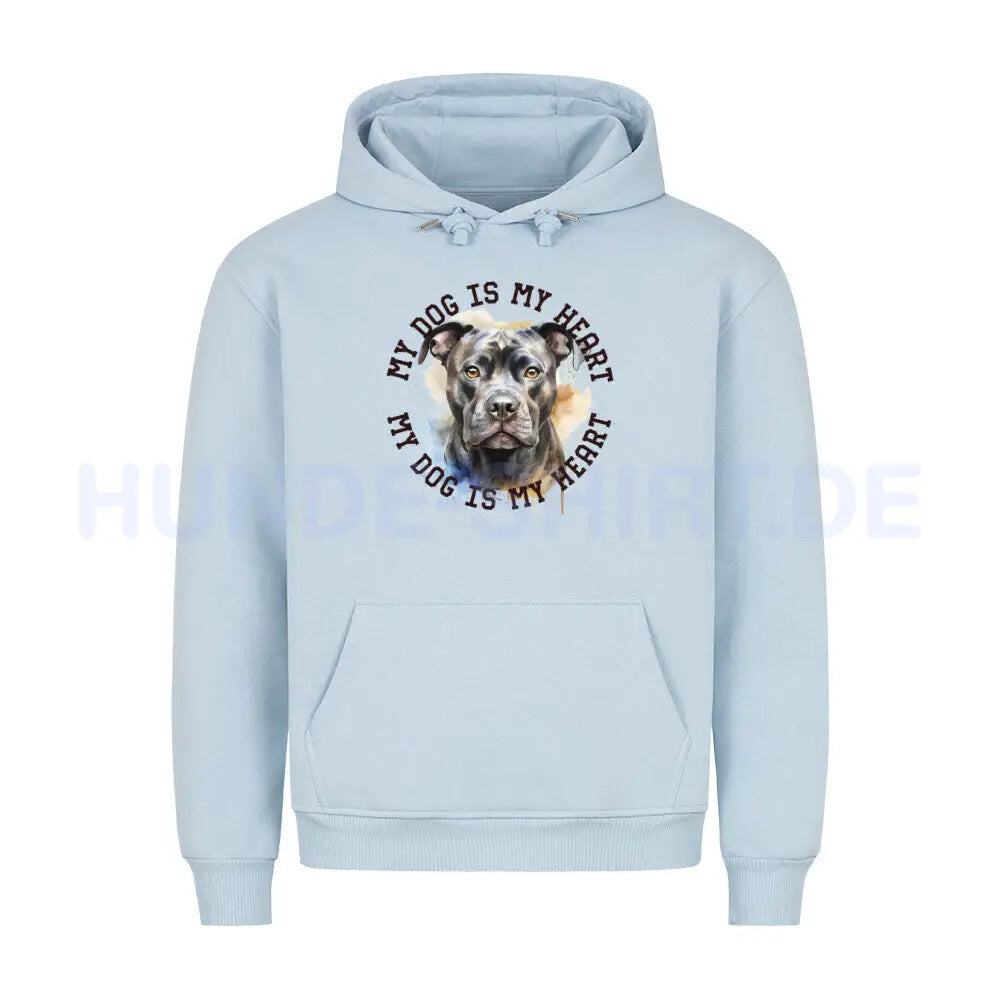 Premium Hoodie "Staffordshire Terrier grau" Babyblau – hunde-shirt.de