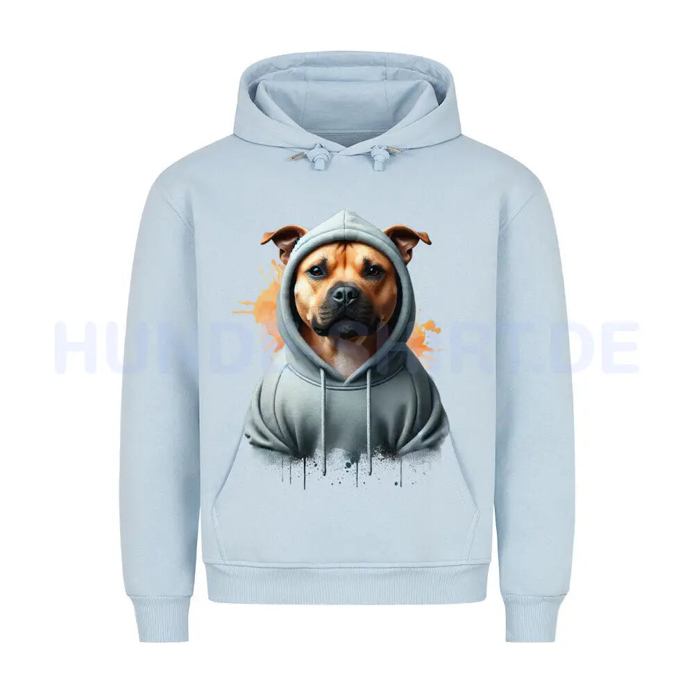 Premium Hoodie "Staffy Hooded" Babyblau – hunde-shirt.de