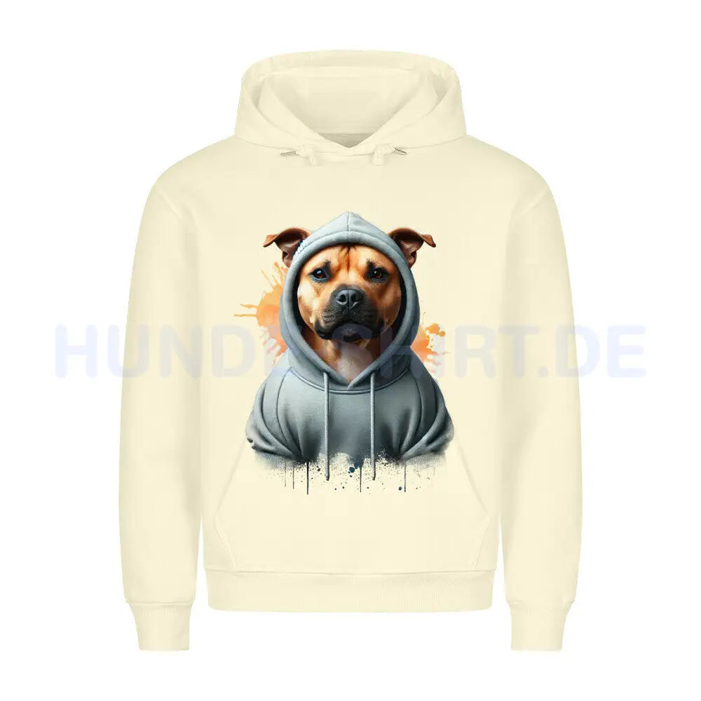 Premium Hoodie "Staffy Hooded" Beige – hunde-shirt.de