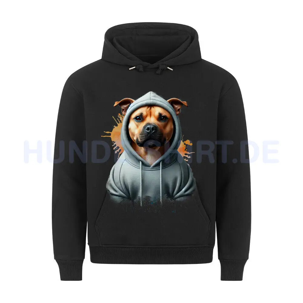 Premium Hoodie "Staffy Hooded" Schwarz – hunde-shirt.de