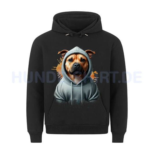 Premium Hoodie "Staffy Hooded" Schwarz – hunde-shirt.de