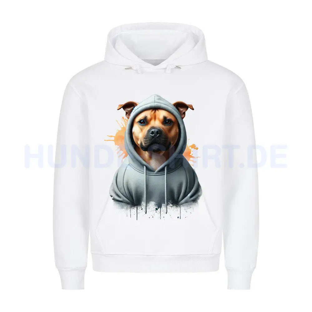 Premium Hoodie "Staffy Hooded" Weiß – hunde-shirt.de