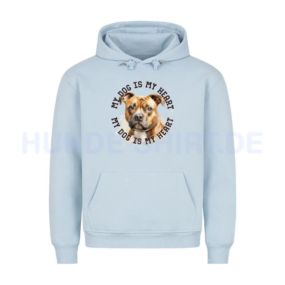 Premium Hoodie "Staffy" Babyblau – hunde-shirt.de