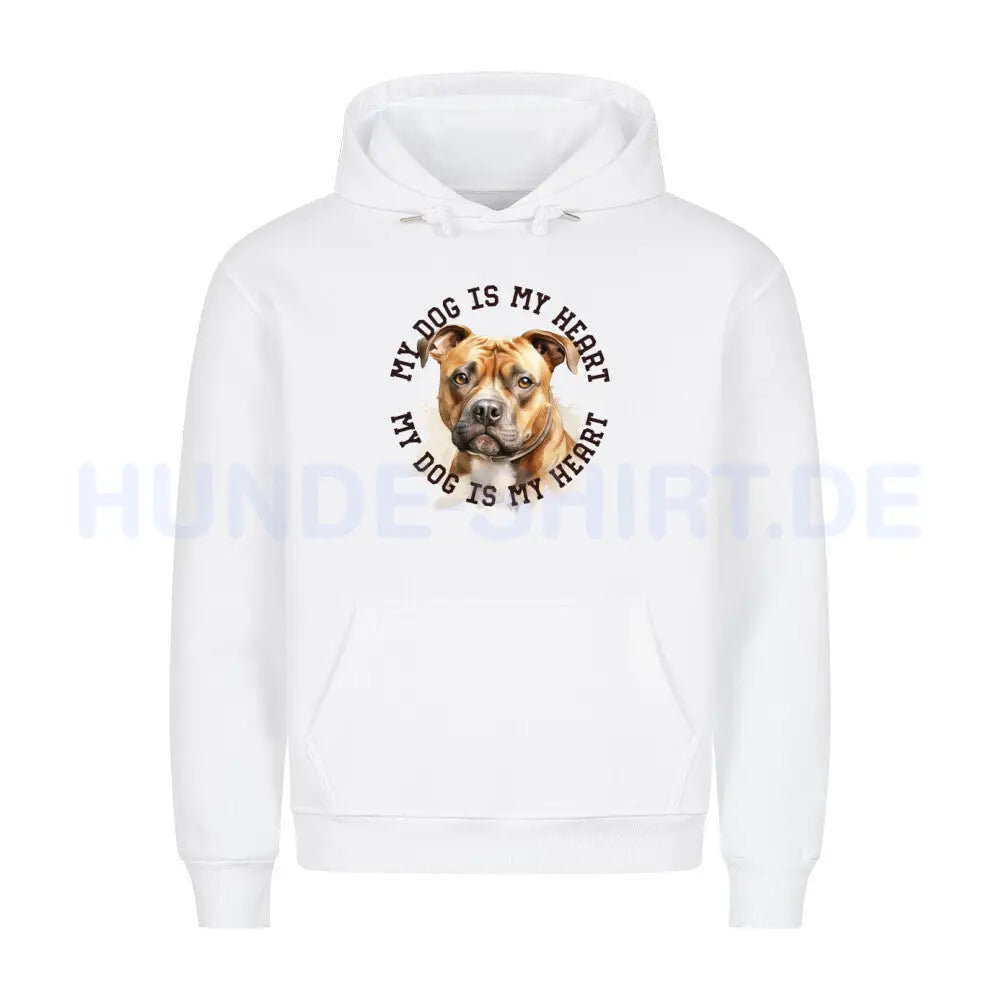 Premium Hoodie "Staffy" Weiß – hunde-shirt.de