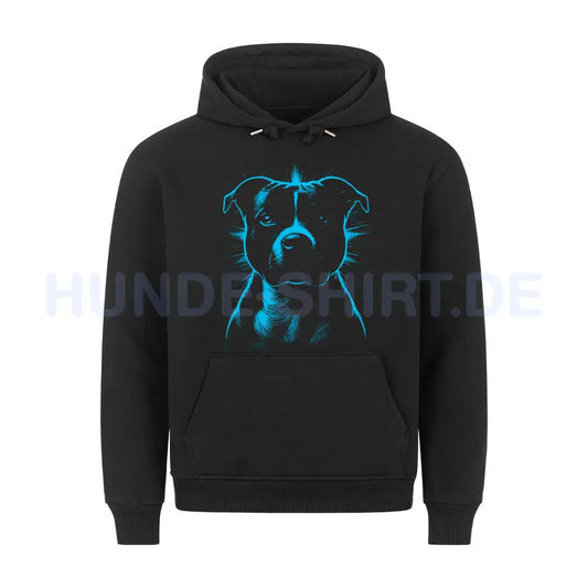 Premium Hoodie "Staffy" SHINE blue" Schwarz – hunde-shirt.de